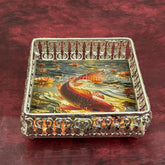 German Silver Pichwai Tray square| Traditional Decorative Serving and Pooja Tray