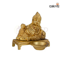Brass Kubera Vilakku – 3.5 Inch Height | Wealth Lamp for Diwali, Pooja Room & Auspicious Decor