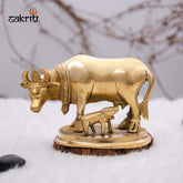 Brass Cow & Calf Statue – 3.5 Inch Height | Kamadhenu Idol for Vastu, Pooja Room & Decor
