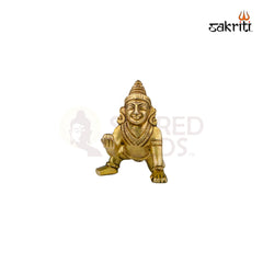 Brass Ladoo Krishna Idol – 3 Inch Height | Baby Krishna Statue for Janmashtami, Pooja & Gifting
