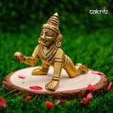 Brass Ladoo Krishna Idol – 3 Inch Height | Baby Krishna Statue for Janmashtami, Pooja & Gifting