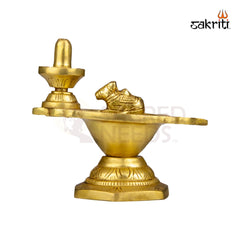 Brass Shivan Vilakku – 4.5 Inch Height | Shiva Oil Lamp for Pooja, Diwali & Home Decor