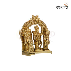 Brass Ram Darbar Idol – 4.2 Inch Height | Ram Sita Lakshman Hanuman Statue for Pooja & Festive Decor