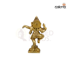 Brass Dancing Ganesha Idol – 4 Inch Height | Nataraja Vinayaka for Pooja & Festive Decor