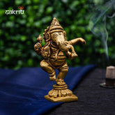 Brass Dancing Ganesha Idol – 4 Inch Height | Nataraja Vinayaka for Pooja & Festive Decor