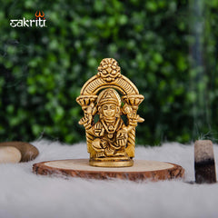 Brass Lakshmi with Arch – 3 Inch Height | Mahalakshmi Idol with Prabhavali for Pooja & Decor