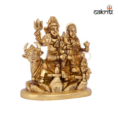 Brass Shivan Family Idol – 4.5 Inch Height | Lord Shiva Parvati Ganesha Statue for Home Temple