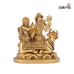 Brass Shivan Family Idol – 4.5 Inch Height | Lord Shiva Parvati Ganesha Statue for Home Temple