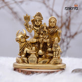 Brass Shivan Family Idol – 4.5 Inch Height | Lord Shiva Parvati Ganesha Statue for Home Temple
