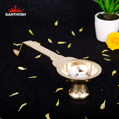 Brass Golchi Arti – 2.2 Inch Height | Miniature Brass Aarti Plate for Pooja & Temple