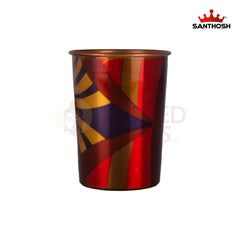Copper Printed Glass – 3.8 Inch Height | Decorative Copper Glass with Printed Designs for Pooja & Home Use