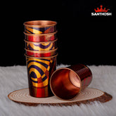 Copper Printed Glass – 3.8 Inch Height | Decorative Copper Glass with Printed Designs for Pooja & Home Use