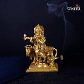 Brass Cow Krishna Standing – 7.5 Inch Height | Lord Krishna with Cow Brass Idol for Bhakti, Temple & Gifting