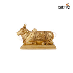Brass Nandhi – 5.2 Inch Height | Sacred Nandhi Bull Brass Idol for Shiva Worship, Pooja & Temple Use