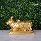 Brass Nandhi – 5.2 Inch Height | Sacred Nandhi Bull Brass Idol for Shiva Worship, Pooja & Temple Use