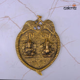 Brass Leaf Ganesha-Lakshmi Mounted – 7.3 Inch Height | Twin Brass Deity Idol on Leaf Base for Diwali & Spiritual Blessings