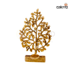Brass Tree with Holder – 9.7 Inch | Decorative Brass Tree Stand for Diyas, Bells & Festive Pooja Setup