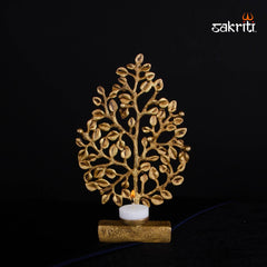 Brass Tree with Holder – 9.7 Inch | Decorative Brass Tree Stand for Diyas, Bells & Festive Pooja Setup