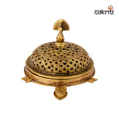 Brass Tortoise Dhoopkal – 4.6 Inch | Incense Cone Holder with Turtle Base for Home Temple & Meditation