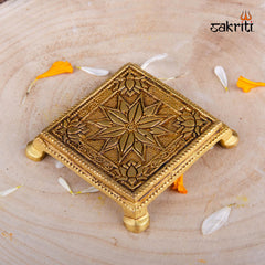 Brass Table – 1 Inch | Compact Brass Platform Stand for Idols, Lamps or Pooja Accessories