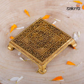 Brass Table – 1 Inch | Brass Pedestal Table for Ritual Use, Ideal for Keeping Idols & Diyas