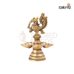 Brass Annam Vilakku 5 Mukh – 5.2 Inch | Compact Five-Faced Brass Diya for Temple Use & Gifting