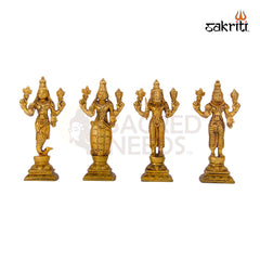 Brass Dasavatara Set – 10 Pieces | Miniature Brass Idols of Vishnu’s 10 Avatars for Display & Golu
