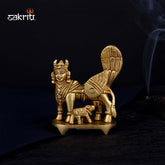 Brass Kamadhenu – 4.3 Inch | Cow & Calf Brass Idol for Prosperity, Home Temple & Office Decor
