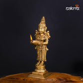 Brass Pavai Vilakku – 9.8 Inch Height | Traditional Brass Standing Lady Oil Lamp for Temple & Festival Use