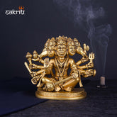 Brass 5 Mukhi Hanuman Idol – 5.4 Inch Height | Panchamukhi Hanuman Brass Statue for Pooja, Protection & Gifting
