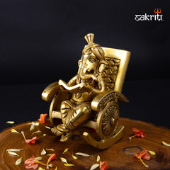 Brass Chair Ganesha – 6.5 Inch Height | Ganesha Idol on Chair for Pooja & Home Decoration