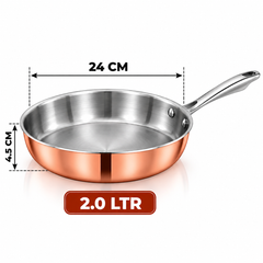 Pradeep Triply Fry Pan with Copper Long Handle