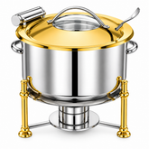 Triply Chafer with Stand | Gold Lid & Gold Legs