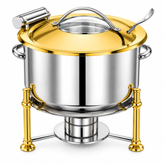Triply Chafer with Stand | Gold Lid & Gold Legs