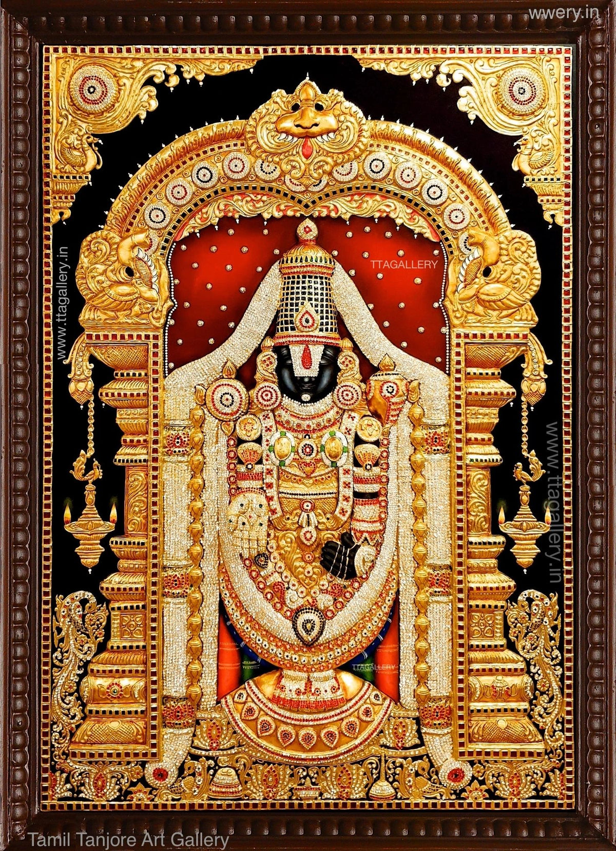 3D Balaji Full AD Stone Embossed Tanjore Painting