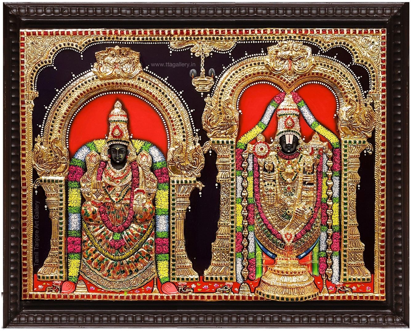 3D Balaji Padmavathi Red Tanjore Painting