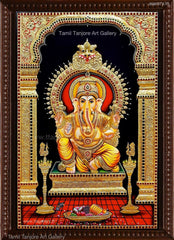 3D Raja Ganesha Tanjore Painting