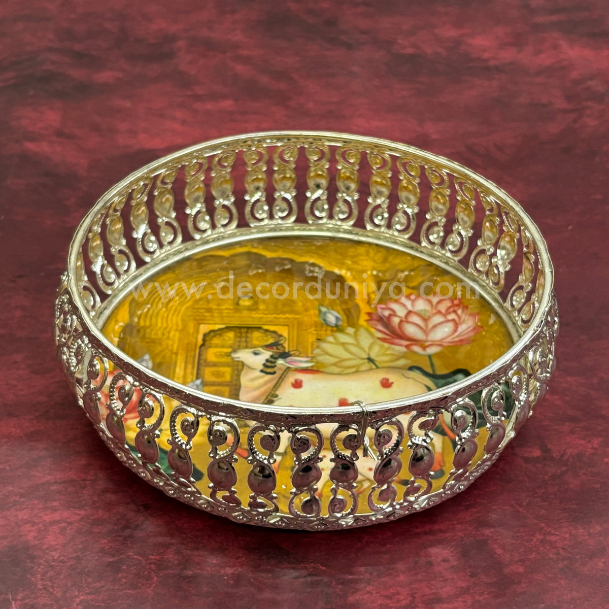 German Silver Pichwai Tray | Traditional Decorative Serving and Pooja Tray