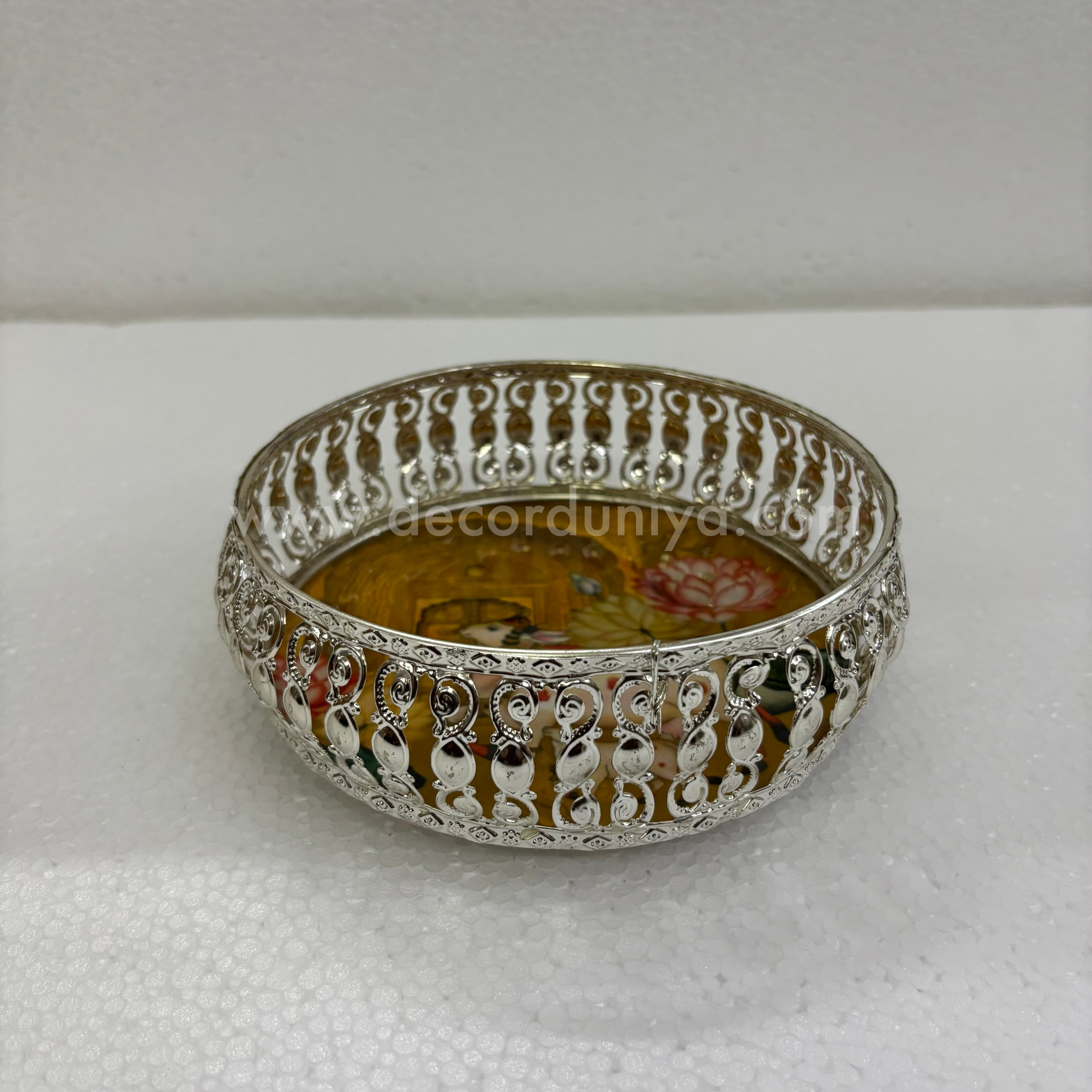 German Silver Pichwai Tray | Traditional Decorative Serving and Pooja Tray