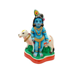 Krishna with cow 10 inch Statue – Divine Lord Krishna Idol for Home Decor & Pooja