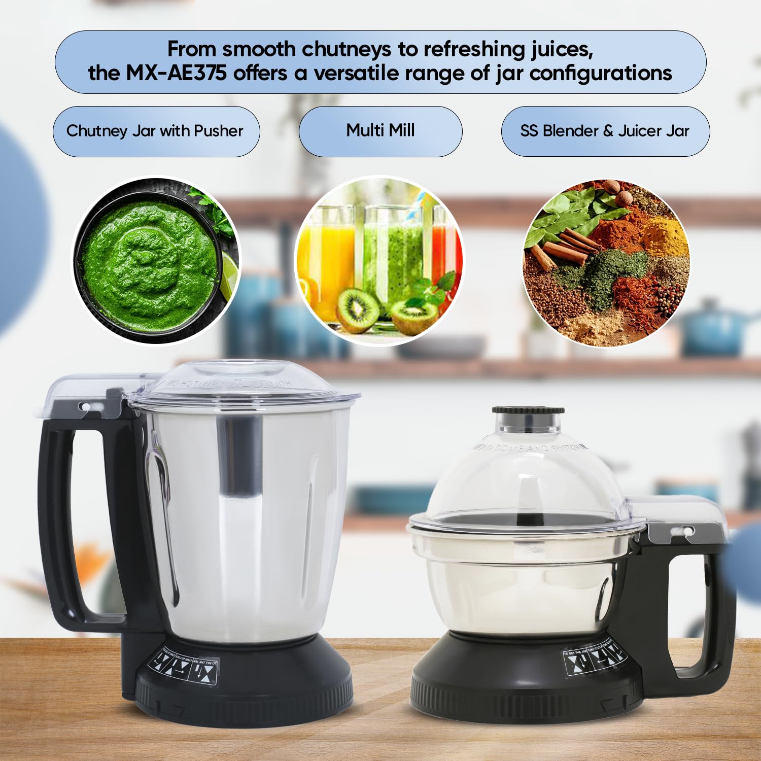 Panasonic Mixer Grinder MX-AE375 - 3 Jars 750 Watts