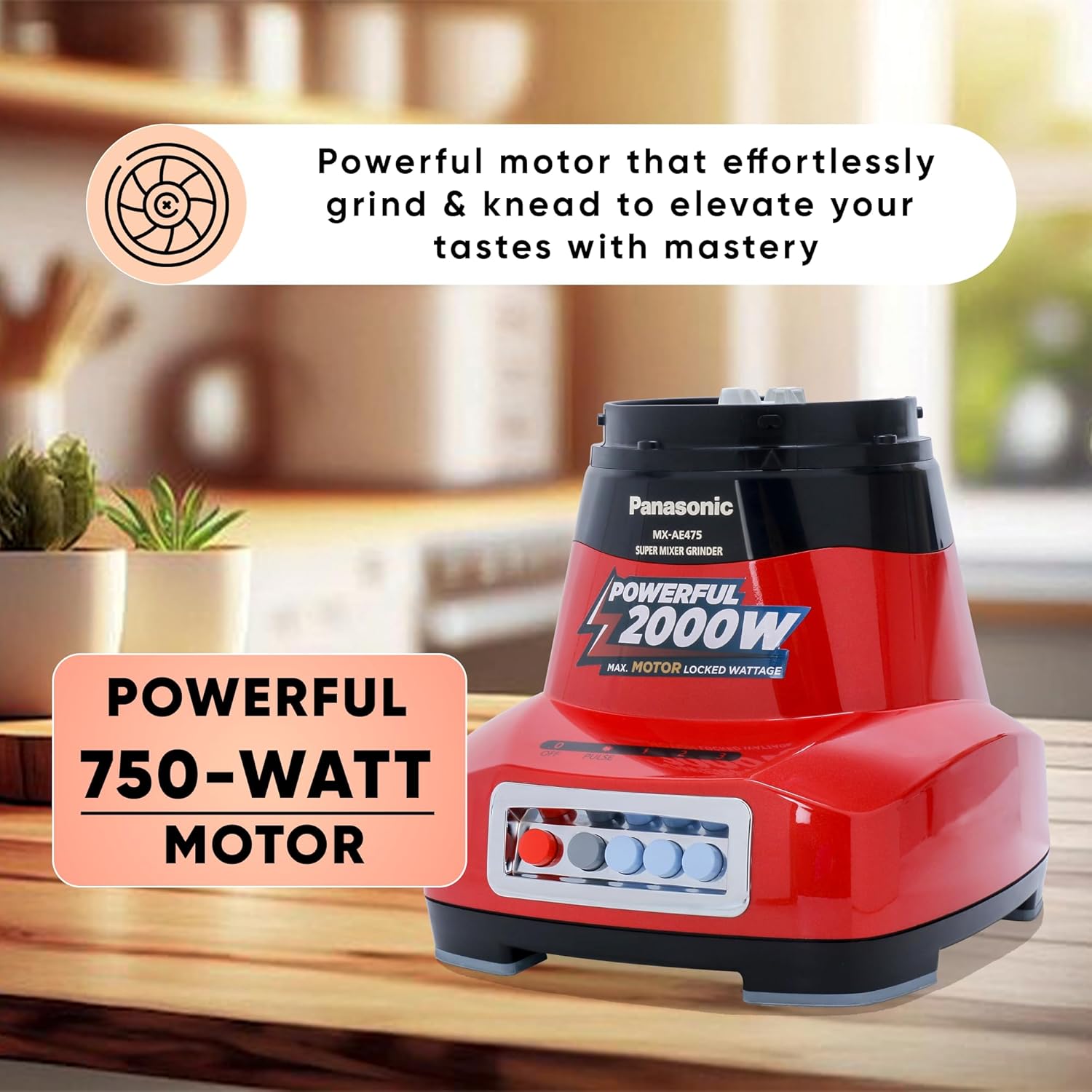 Panasonic Mixer Grinder MX-AE 475 - 3 Jars 750 watts