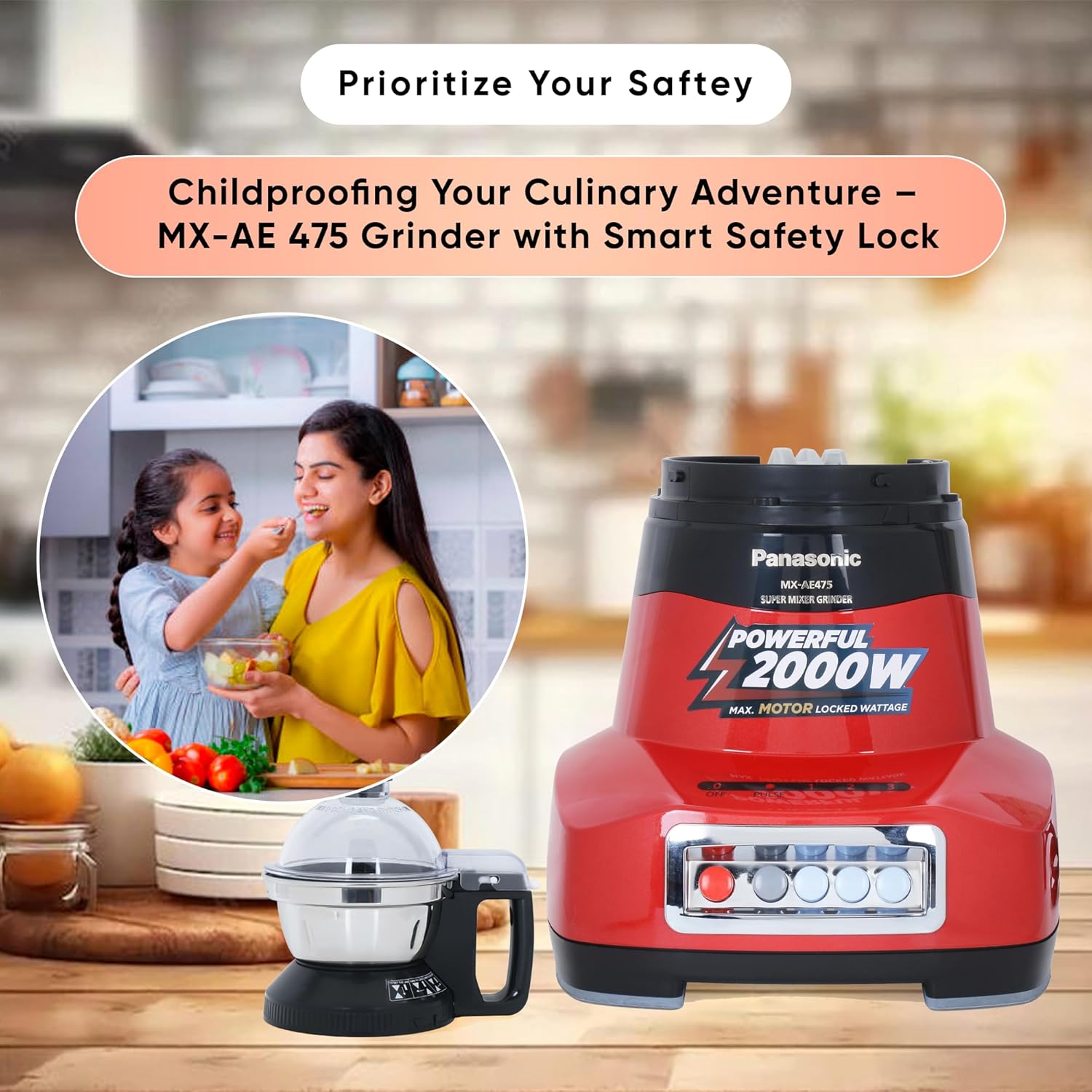 Panasonic Mixer Grinder MX-AE 475 - 3 Jars 750 watts