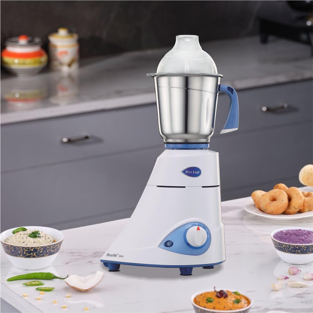 Preethi Mixer Grinder Blue Leaf Silver MG 149 - 3 Jars 600 Watt