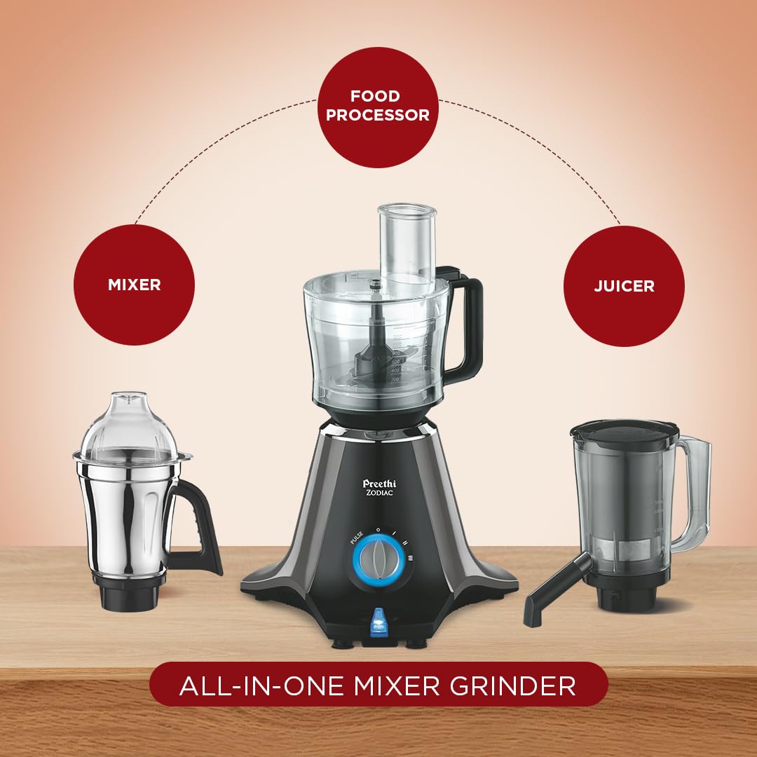 Preethi Mixer Grinder ZODIAC Juicer MG218 - 5 Jars 750 Watt