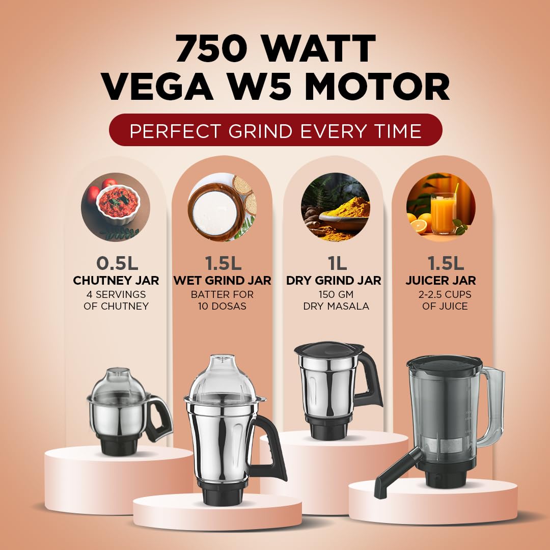 Preethi Mixer Grinder ZODIAC Juicer MG218 - 5 Jars 750 Watt