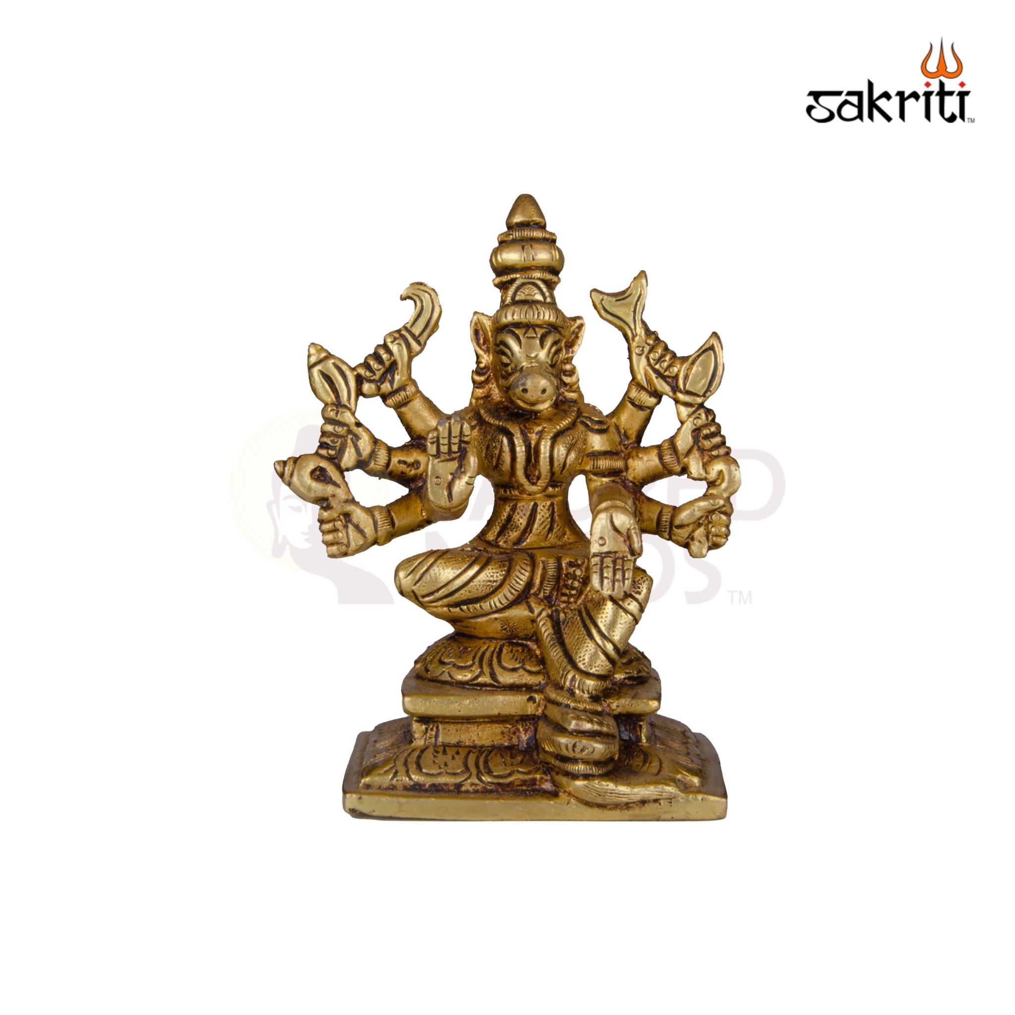 Brass Varahi Idol – 4 Inch Height | Powerful Goddess Statue for Navaratri, Pooja & Decor