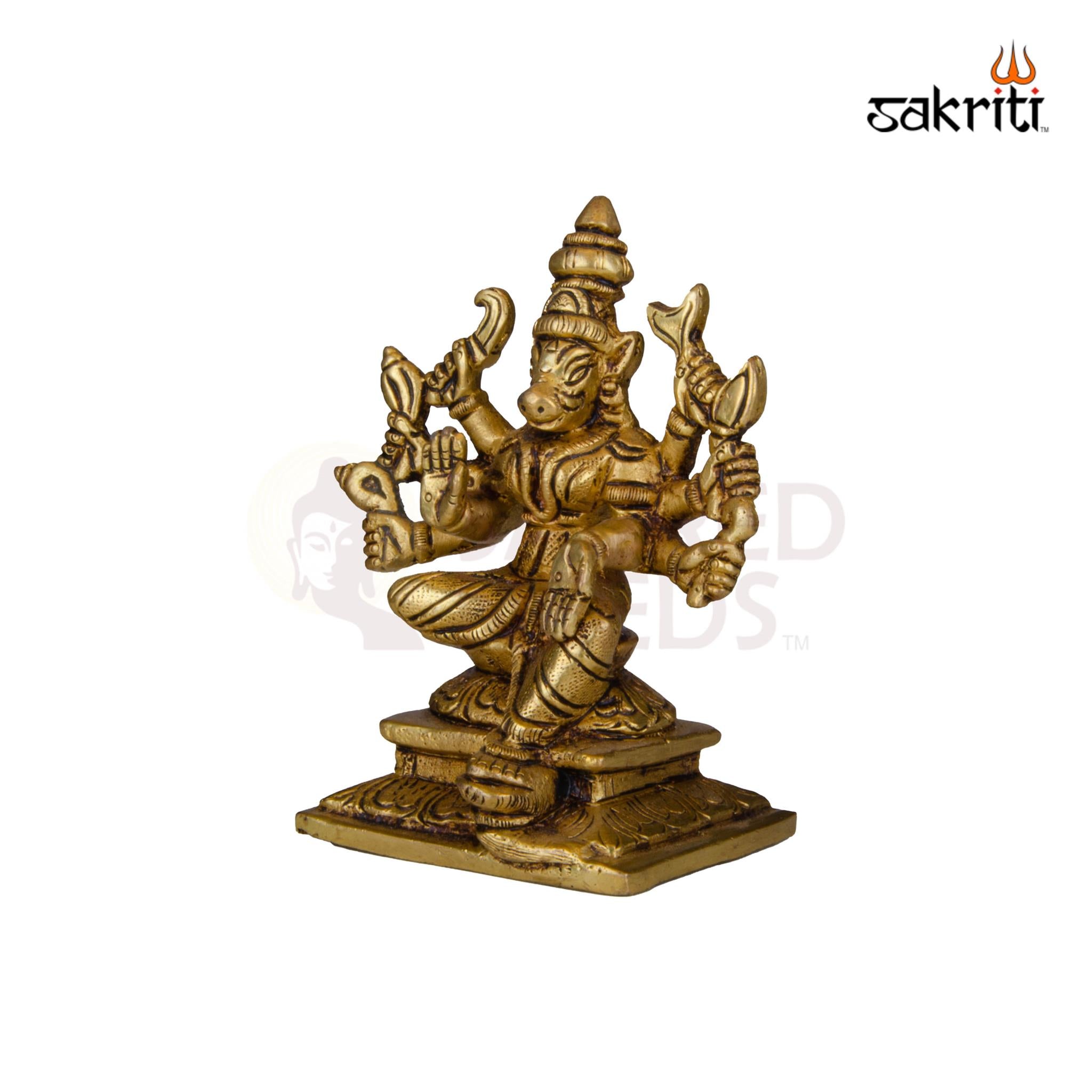 Brass Varahi Idol – 4 Inch Height | Powerful Goddess Statue for Navaratri, Pooja & Decor