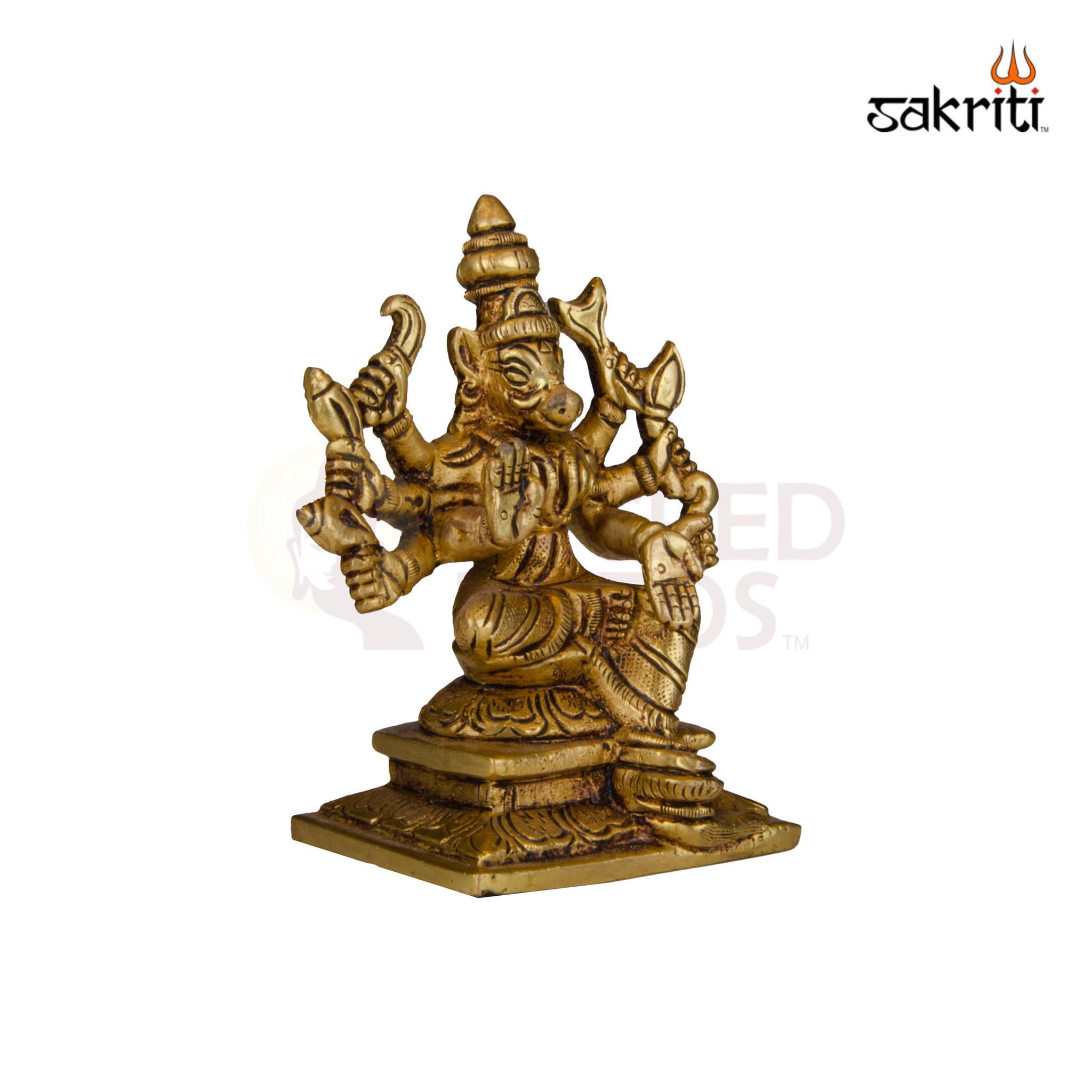 Brass Varahi Idol – 4 Inch Height | Powerful Goddess Statue for Navaratri, Pooja & Decor