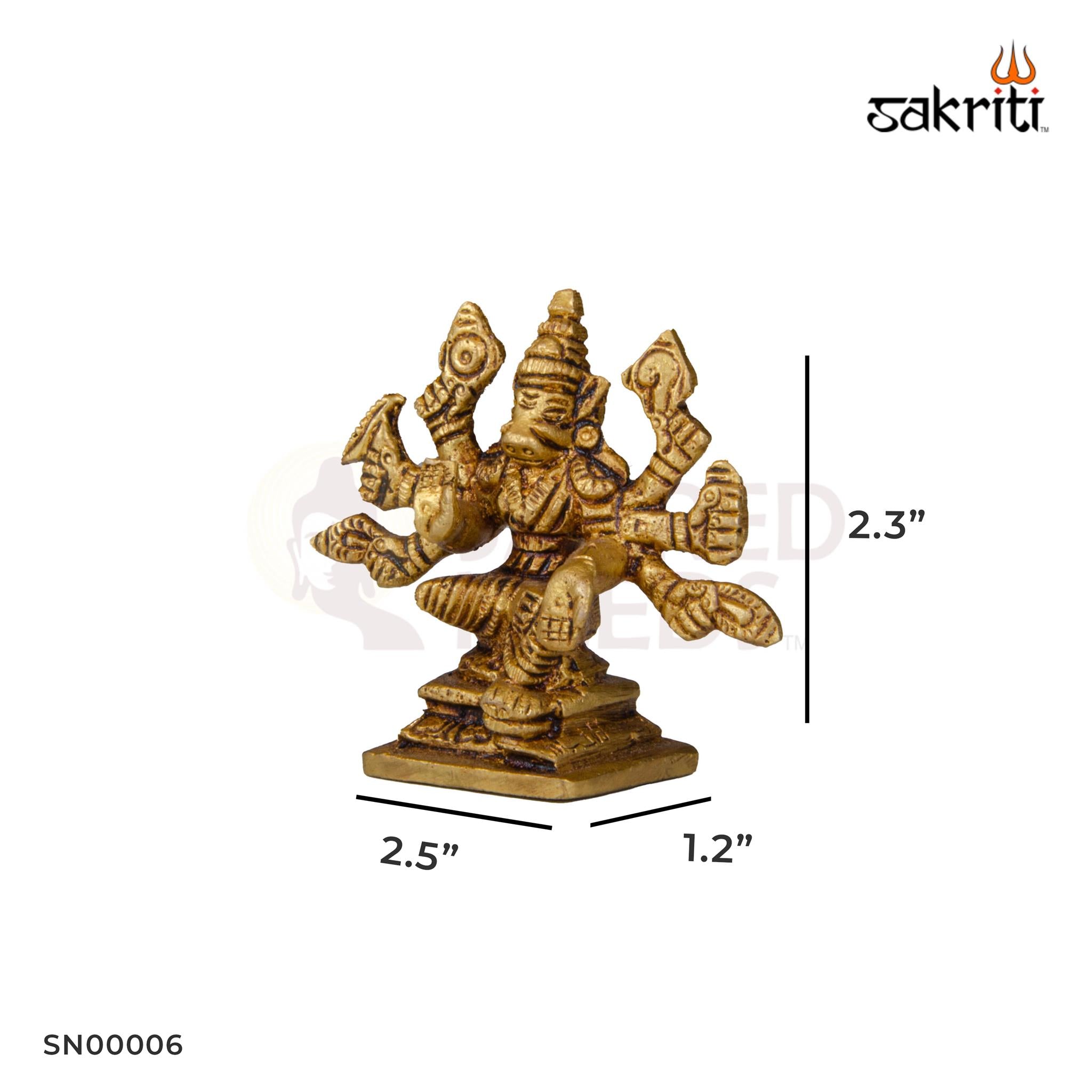 Brass Varahi Idol – 2.3 Inch Height | Mini Goddess Varahi Statue for Home Temple & Gifting